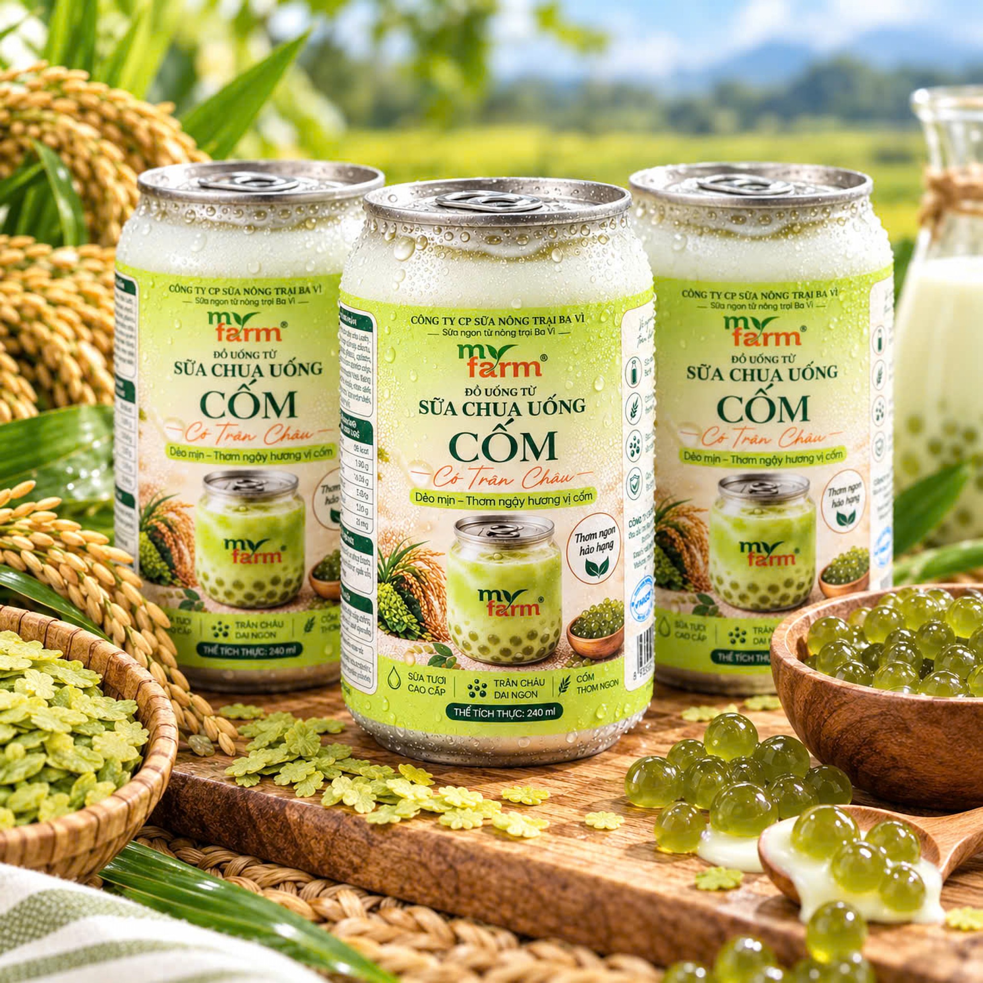 MyFarm ra mắt 3 sản phẩm mới: Sữa chua Cốm và hai vị sữa chua uống trân châu